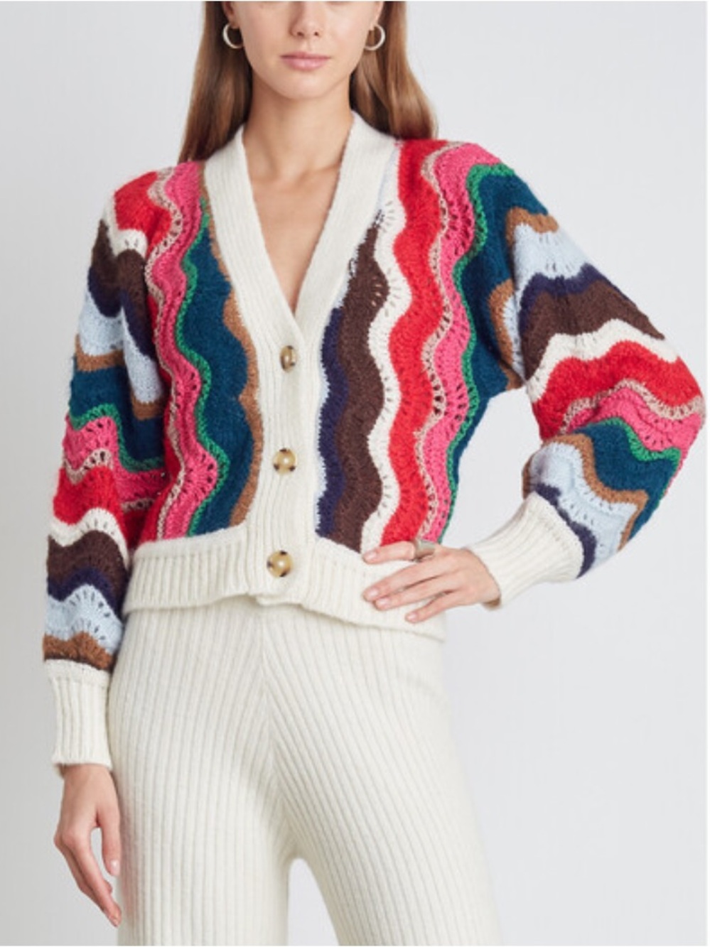 Eleven six Taylor alpaca/wool chevron print cardigan sweater sz M/L